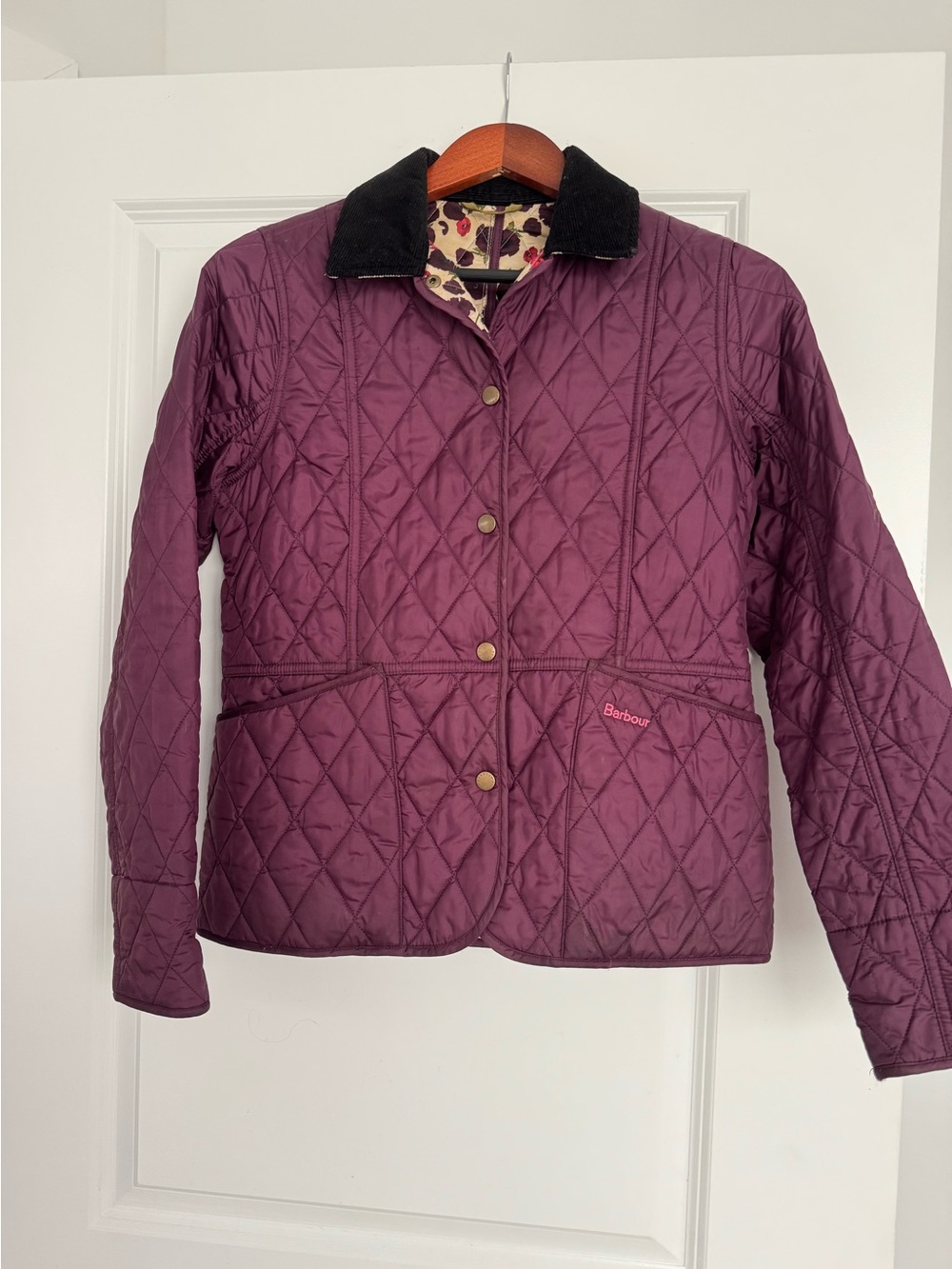 Barbour purple quilted floral women’s med jacket